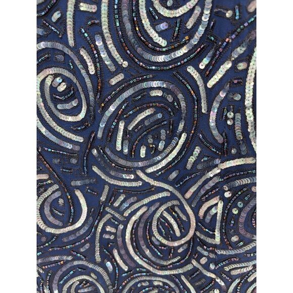 Escada Couture Navy Blue Sequin Beaded Cocktail Dress Bodycon Formal Size S - Picture 3 of 7